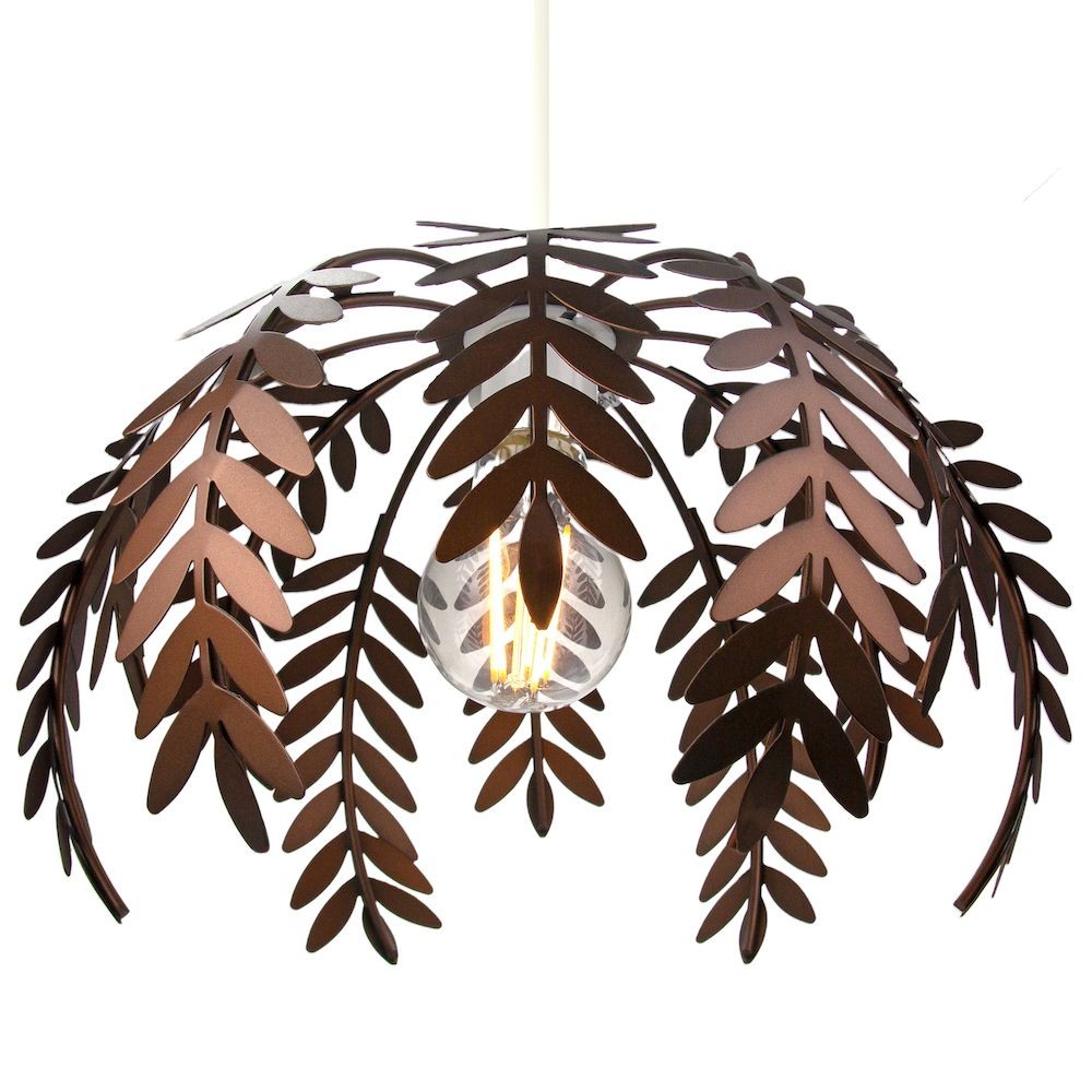 Classic Fern Leaf Design Ceiling Pendant Light Shade in Stylish Bronze Finish...