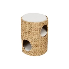 Teamson Pets Neith Wicker Seagrass 3-Tier Cat Bed Condo with Cushions TanCream