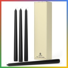 Black Taper Candles 10 Inch Set 4 Smokeless Dripless Unscented Tall Candlesticks