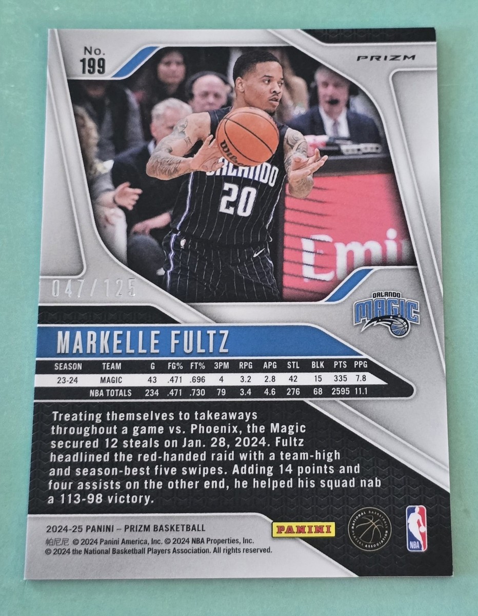 Prizm Fast Break Markelle Fultz Auto サイン 2024-25 Panini Prizm MARKELLE FULTZ Blue Ice Prizm #/125