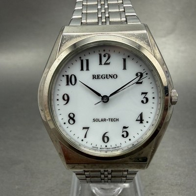 Citizen Reguno Solar Watch Men 35mm White Dial Silver Tone E031-K005418 Runs