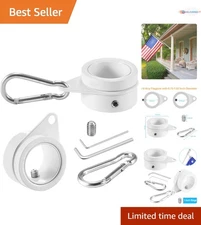 White Aluminum Flag Pole Rings 1 Inch 360° Rotating Anti-Wrap Mounting Clips