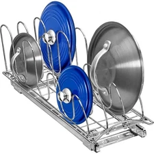 Pull Out Pot Lid and Cookie Sheet Organizer Rack for Cabinet Sliding Organizers