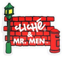 CLICHE / MR MEN "Wall / Street" Skateboard Sticker 8cm Snowboard Camper RED