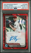 Daniel Eagen 2024 Bowman Draft Chrome 1st Red Lava Auto /5 PSA 10/10 Diamondback