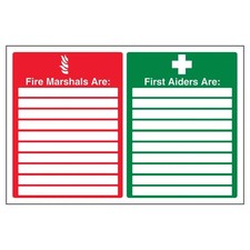 V Safety,Green,Red,13046BA-S Fire Marshals/First Aiders Sign - Landscape - 300mm