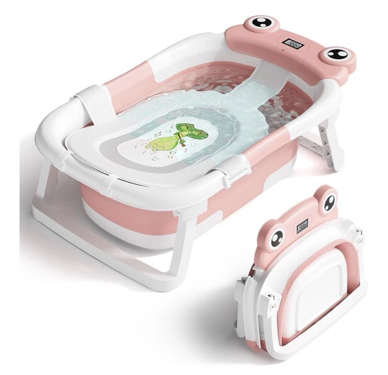 Pink Cuddlebubs Foldable Baby Bathtub - Collapsible Standing Infant Bathtub