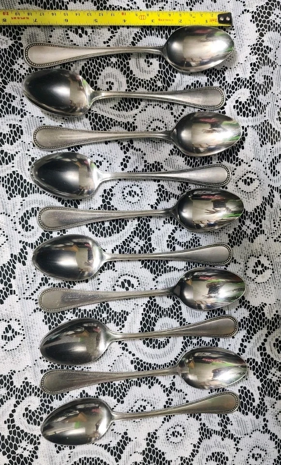LOT OF 10 ECKO ETERNA JAPAN STAINLESS STEEL BASTILLE "7 3/8"OVAL SOUP SPOONS🍲🥄 - Image 2 of 4