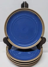 Set of 4 READ VERY USED Madera Blue Noritake Dinner Plates 10"