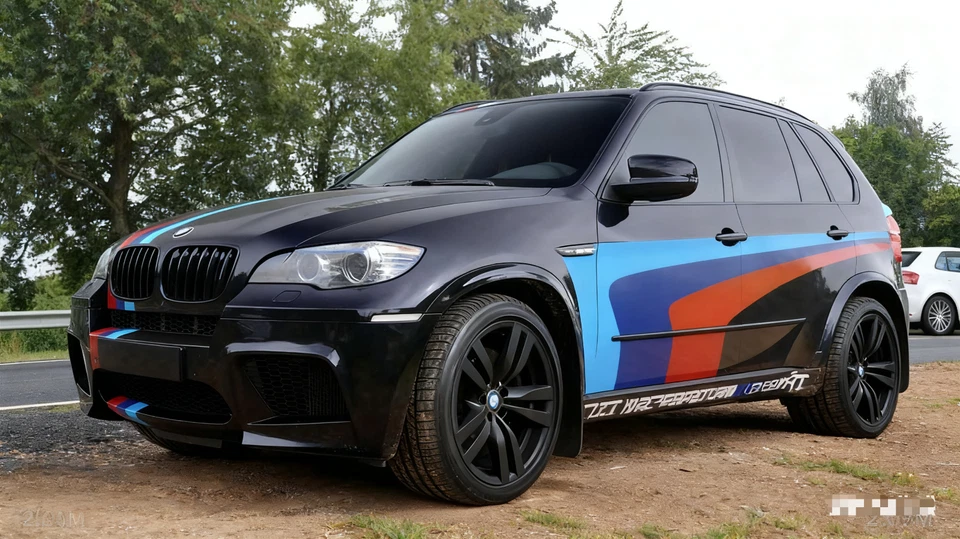 Pegatina tricolor de coche a rayas de carreras para BMW X3 X5 gráficos calcomanía de deportes de motor Foto 2 de 4