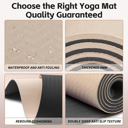 Yoga Mat 8mm Super Thick TPE Fitness Mat | SGS Certified | Non-Slip, Odorless... - Picture 5 of 7