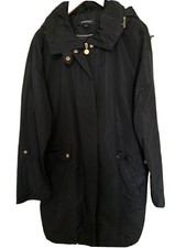 Ladies Black Rain Proof Coat By Ellen Tracy Uk Designer In L/ G