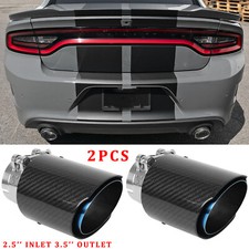 For Dodge Charger Pair 2.5"In 3.5"Out Carbon Muffler Exhaust Tips Pipe Stainless
