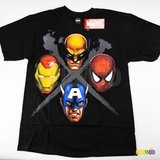 VINTAGE Y2K Mad Engine MARVEL Spiderman Wolverine Captain America Men T-Shirt XL