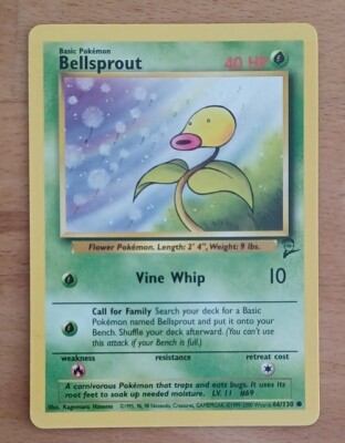 Pokemon Karte  Bellsprout 66/130 Englisch - Base 2/Base Two