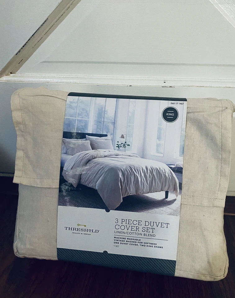 Threshold Natural Linen /Cotton Blend 3pc Duvet Cover Set  King NWT - Image 2 of 3