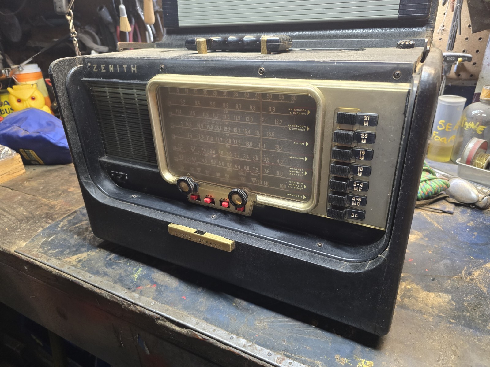 RARE Vintage Zenith TransOceanic Wave Radio w/ log book entries