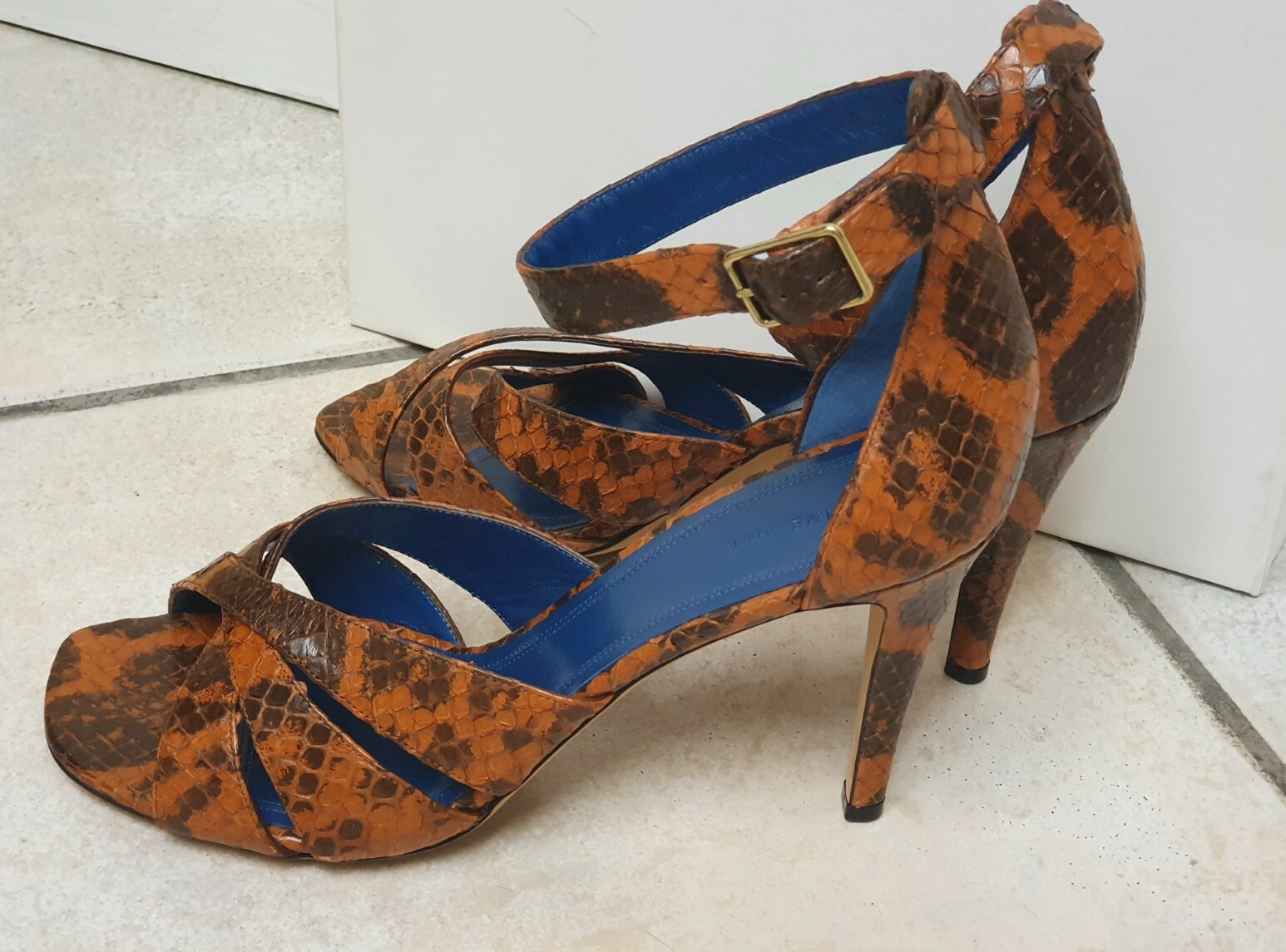 Céline Brick Brown Iconic Strap SANDALS In Anaconda Celine size 40 shoes |  eBay