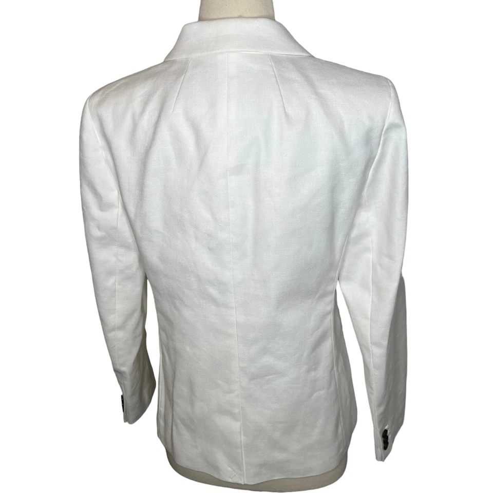J.Crew $198 Parke Blazer Stretch Linen Blend White Size 4 BF427 - Image 3 of 4