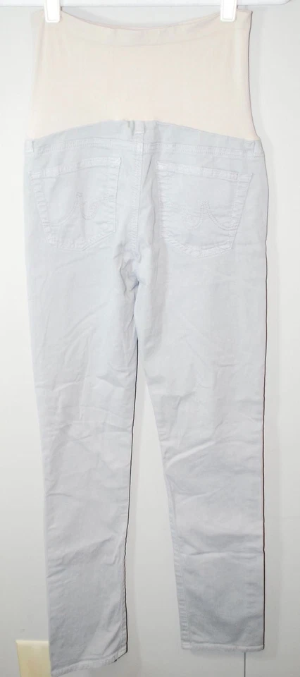 A Pea in a Pod Maternity Skinny Leg Pants - Gray Twill Cotton Full Stretch Panel - Image 2 of 4