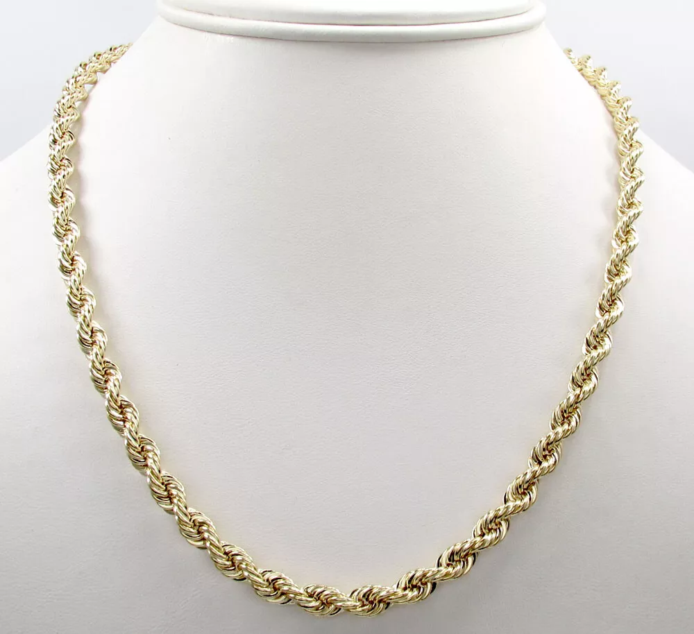 14K Solid Yellow Gold 4MM Rope Chain Thick Necklace Bracelet Mens Women  16-30