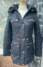 Image of Barbour Women’s International Modern Enduro Quilted Hooded Jacket Black UK 8