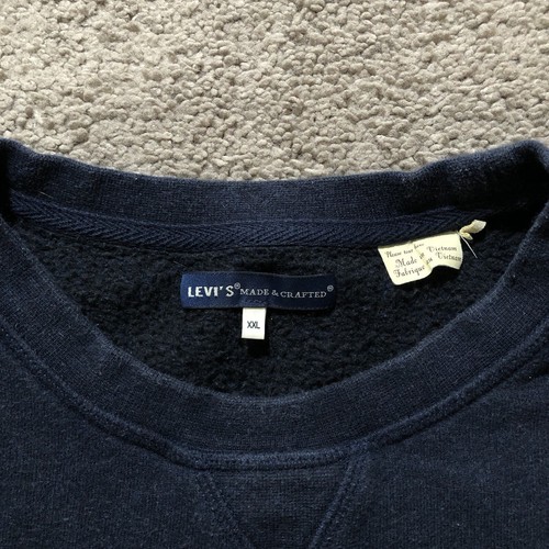 Levi's Made & Crafted Crewneck Sweatshirt Mens XXL Navy Blue Pullover Single V - Picture 5 of 11