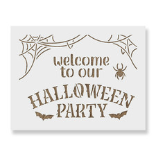 Halloween Party Welcome Sign Stencil - Reusable Stencils for DIY Projects