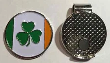 Ireland Flag Irish Lucky Shamrock Clover Golf Ball Marker with Magnetic Hat Clip
