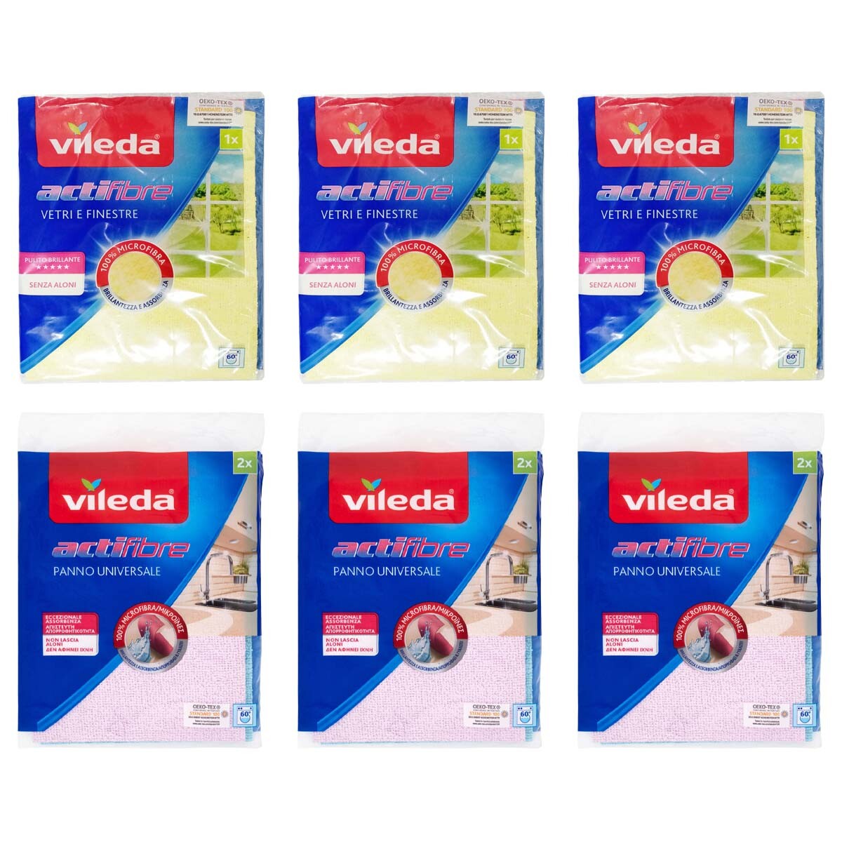 Vileda Actifibre Vetri e Finestre 9 Pezzi - Addio Fatica in Casa