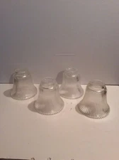 VINTAGE (4) "BRITE LITE" RIBBED CLEAR GLASS LIGHT SHADES