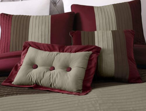 Chezmoi Collection Loft 8-Piece Luxury Striped Comforter Set (Queen, Burgundy... - Picture 5 of 7