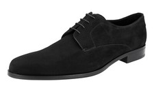 PRADA Suede Derby Dress Shoes Leather Sole - 2EA148 - Black NEW