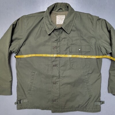 80s USN A-2 Deck Jacket US NAVY Cold Weather Field Coat Size L 42