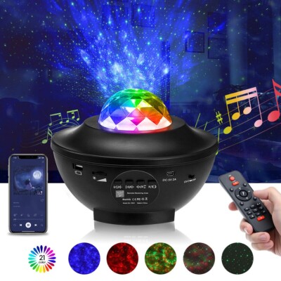 Sternenhimmel Projektor Licht USB Galaxy Star Nachtlampe LED mit Ozeanwelle Fernbedienung