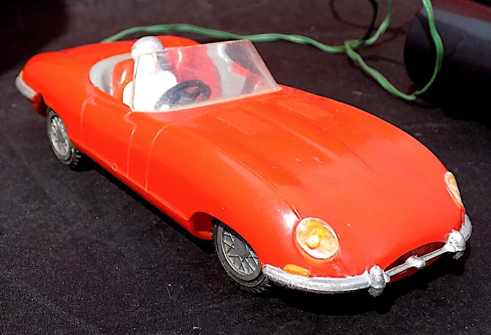 Vintage Plastic BatteryOperated Jaguar E Type Car + Remote, Marx Toys