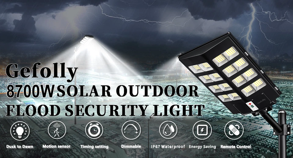 8700W Commercial Solar Street Lights Outdoor Dusk to Dawn Super Bright Aluminium - Image 2 of 4