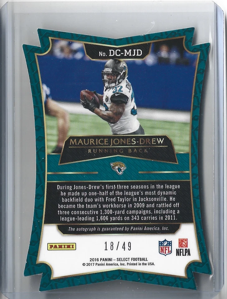 2016 Panini Select Silver Prizm Die-Cut #DC-MJD Maurice Jones-Drew AU /49 - Image 2 of 2