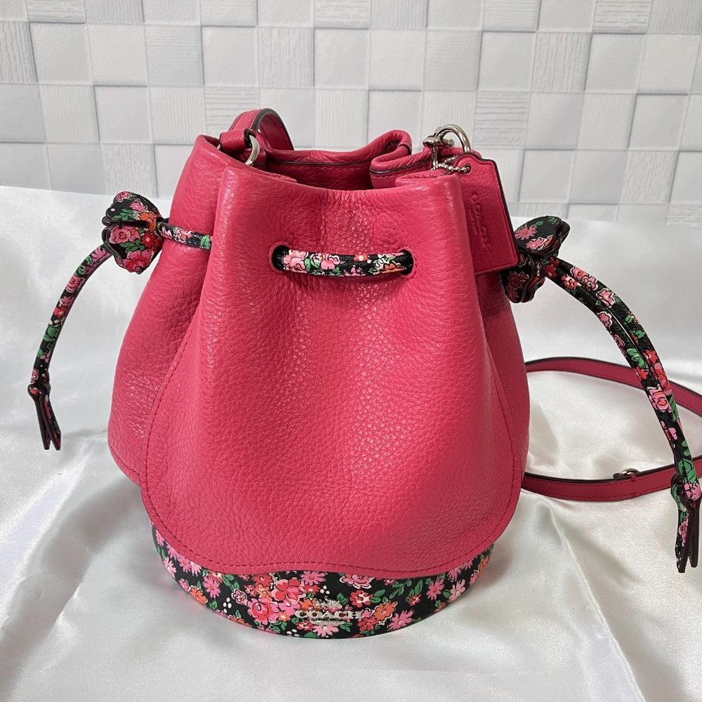 Coach Shoulder Bag Leather Pink Authentic G0918717