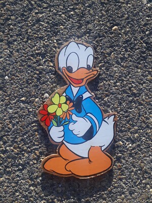 Alte SILHOUETTE PLATTE HOLZSCHILD DONALD DISNEY Vintage Figur Skulptur