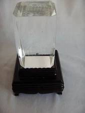 Vintage Lead Crystal Paperweight Holograpic Cats I Love You Lit Base  NICE