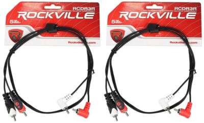 2 Rockville RCDR3R 3' Dual Mono Right Angle RCA to Straight RCA Cable 100%Copper