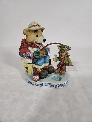 1995 Enesco Moose Creek Crossing ''Good Things Come To Those Who Bait'' Figurine