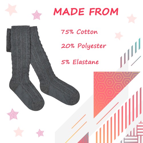 3 Pairs Girls Cable Knitted Soft Casual Back To School Uniform Tights 2-10 Years - Picture 15 of 16
