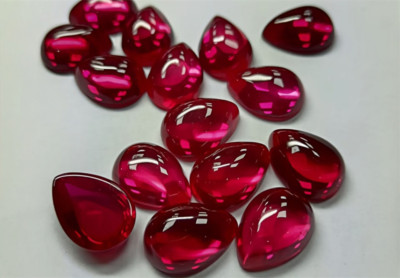 Pear Cabochon Flat Bottom Red Ruby Lab Created High quality AAAA+ Loose Gemstone