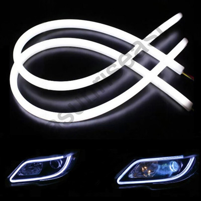 2x 85CM 12V LED White Car DRL DayTime Running Strip Light Flexible Soft Tube #C3