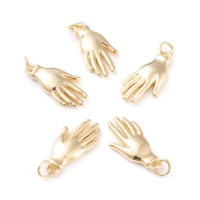 10 Stck. Handform Charms Messing Anhänger vergoldet 20x10 mm Handwerk