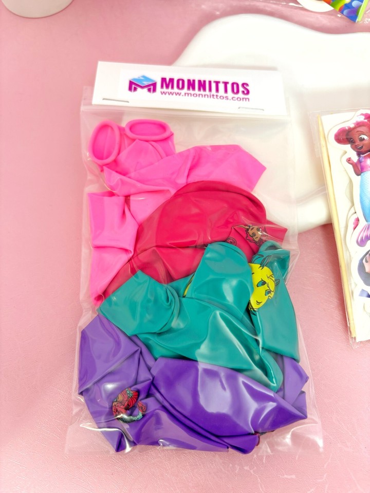 Junior Ariel mermaid, banner, cake topper, balloons, cupcake toppers