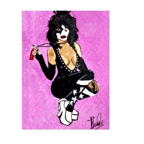 ACEO MUSIC KISS PAINTING MINI HAND ORIGINAL NEW SIGNED BAND ART