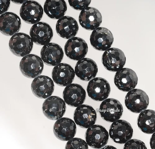PIEDRA PRECIOSA DE TURMALINA NEGRA DE 12 MM GRADO A CUENTAS SUELTAS REDONDAS FACETADAS DE 7,5 pulgadas - Imagen 1 de 4